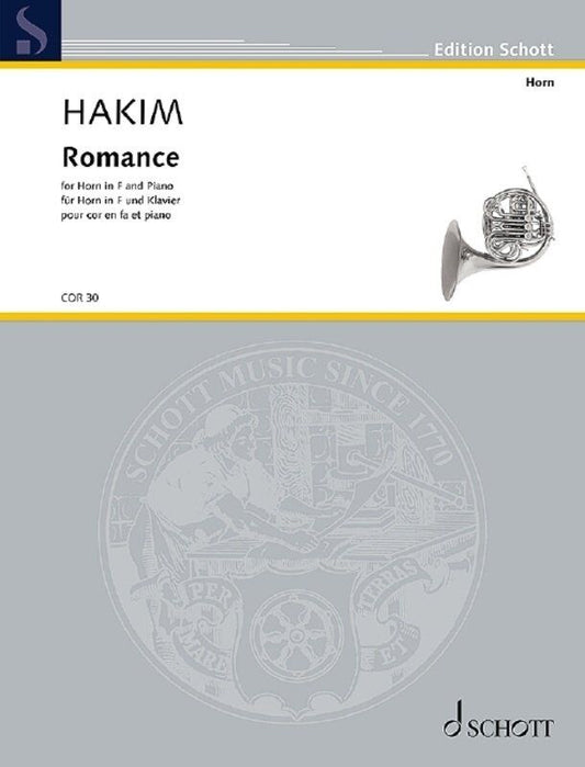 Hakim - Romance for French Horn and Piano, Schott Music, 12 Pages, Il Corno Series