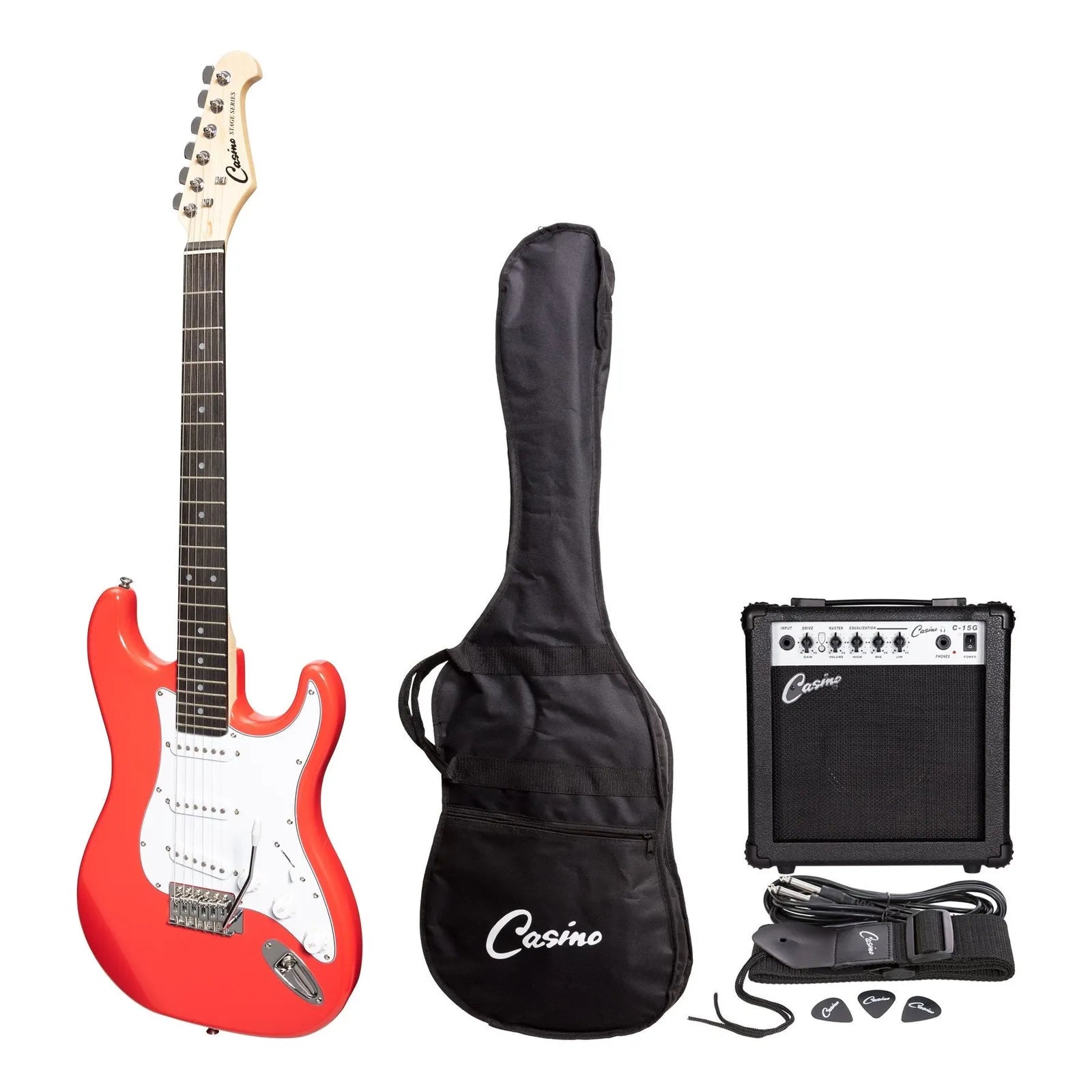 Casino CST-22 Electric Guitar Pack with 10 Watt Amplifier - Hot Lips Pink