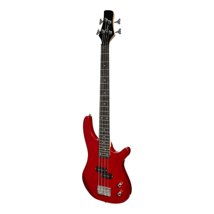 Casino CTB-24S-TWR Short Scale T-Style Electric Bass Guitar Pack with 15 Watt Amplifier in Transparent Wine Red — view 2