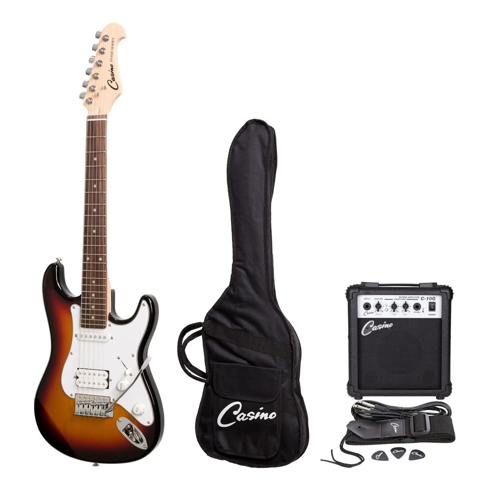 Casino ST-Style 3/4 Size Electric Guitar Pack with 10 Watt Amplifier - Sunburst