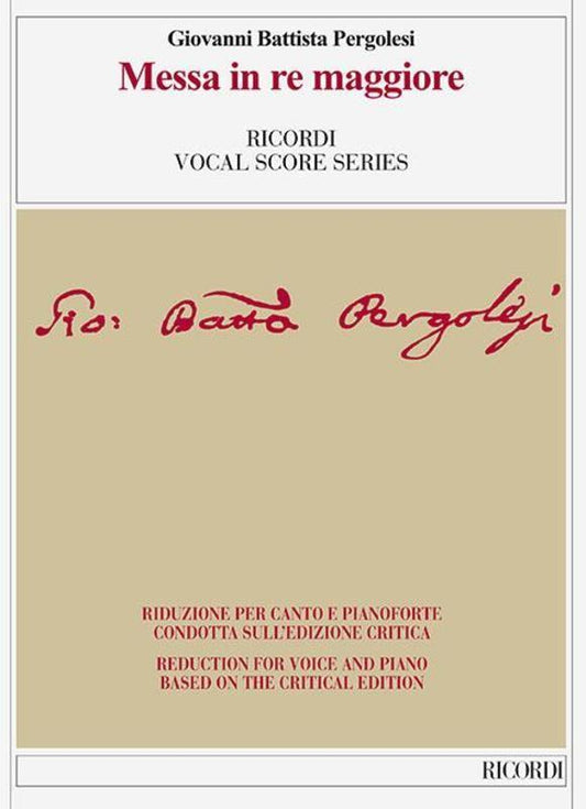 Pergolesi - Mass In D Major Vocal Score (Softcover Book)