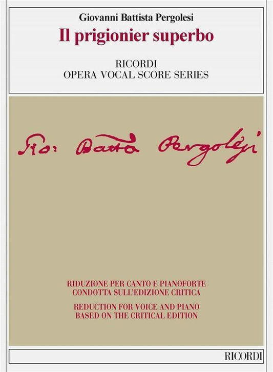 Pergolesi - Il Prigionier Superbo Vocal Score Ita/Eng (Softcover Book)