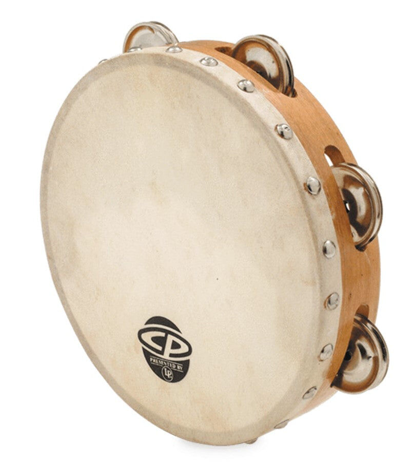 LP 8 Inch Wood Head Single Row Tambourine with Calf-Skin Head and Jingles — view 3