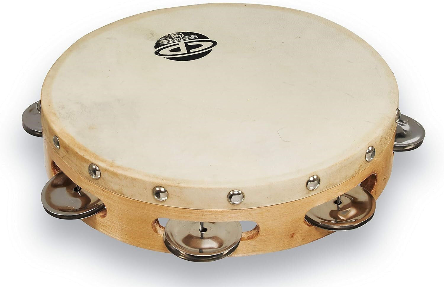 LP 8 Inch Wood Head Single Row Tambourine with Calf-Skin Head and Jingles — view 4