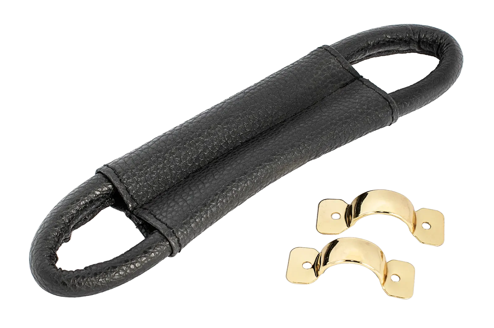 AMS Deluxe Case Handle with Faux Leather Grip and Gold Brackets