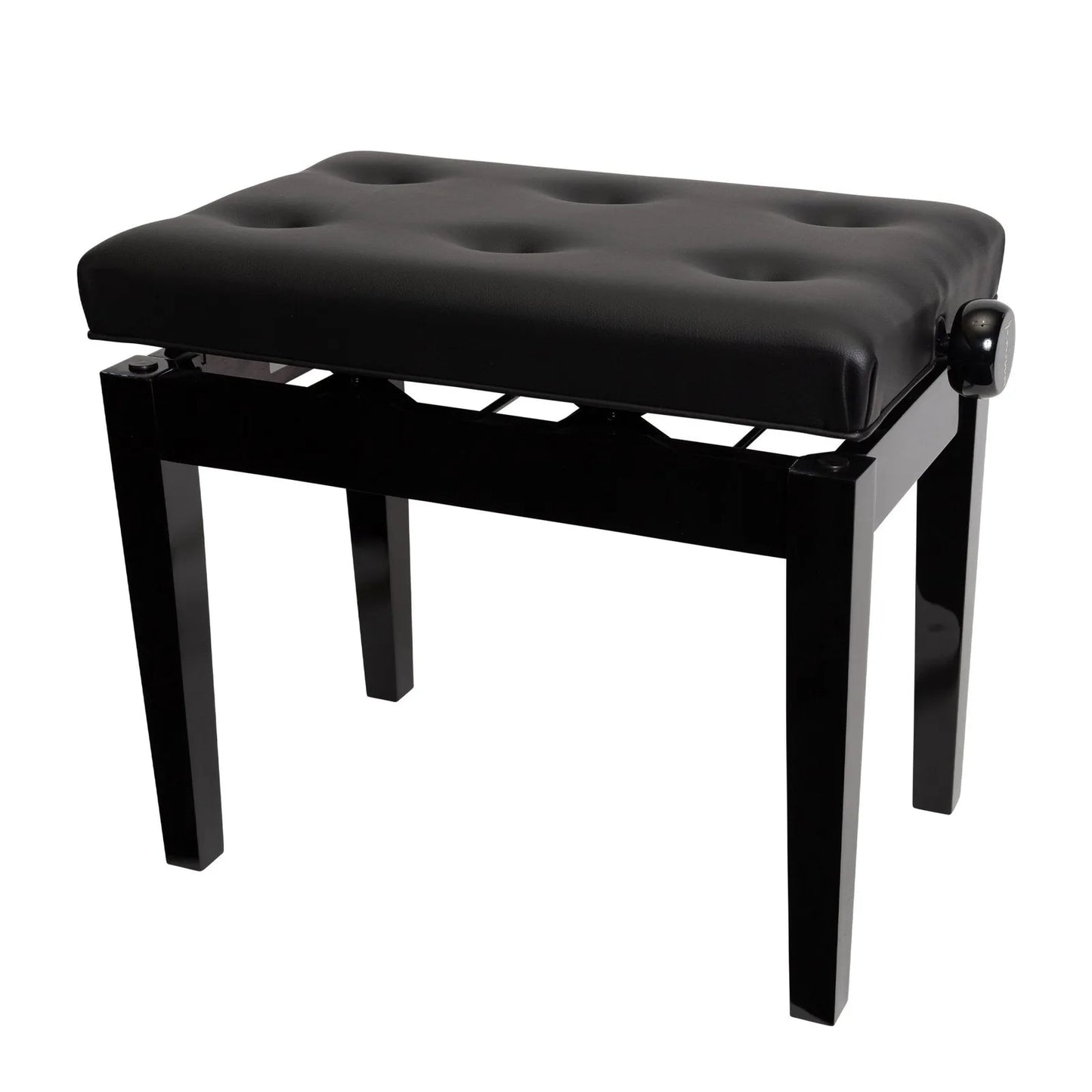 Crown Deluxe Tufted Height Adjustable Piano Stool Black