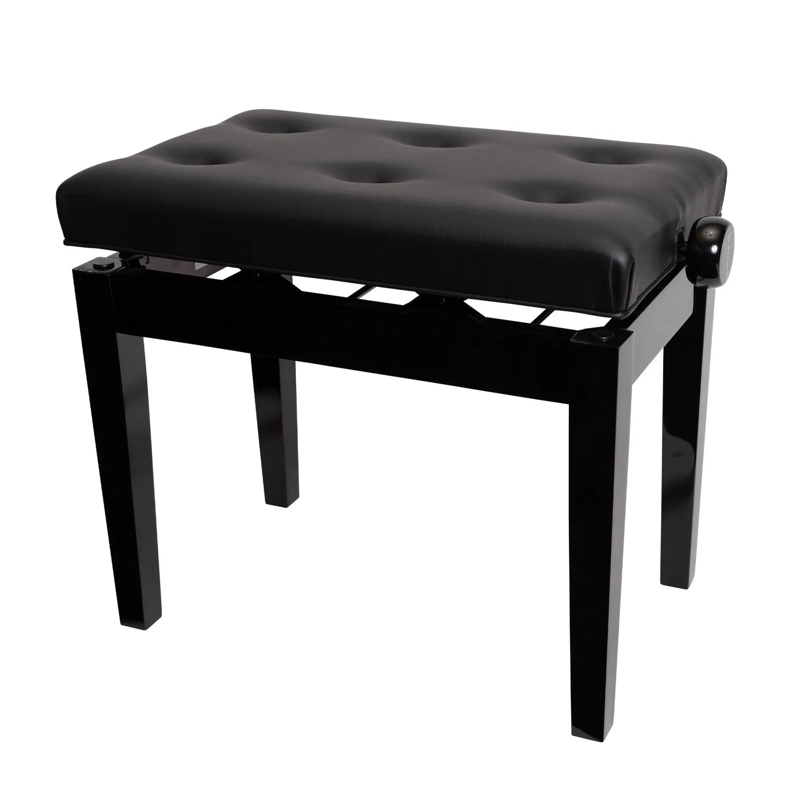 Crown Deluxe Tufted Height Adjustable Piano Stool Black