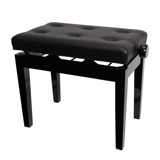 Crown Deluxe Tufted Height Adjustable Piano Stool Black