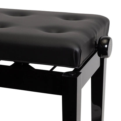 Crown Deluxe Tufted Height Adjustable Piano Stool Black — view 4