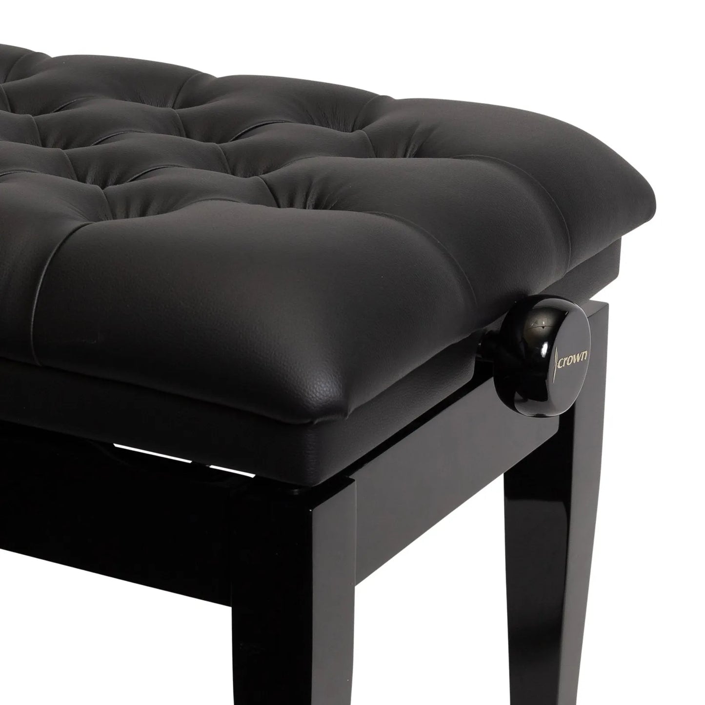 Crown Deluxe Adjustable Height Piano Stool - Black Faux Leather — view 4