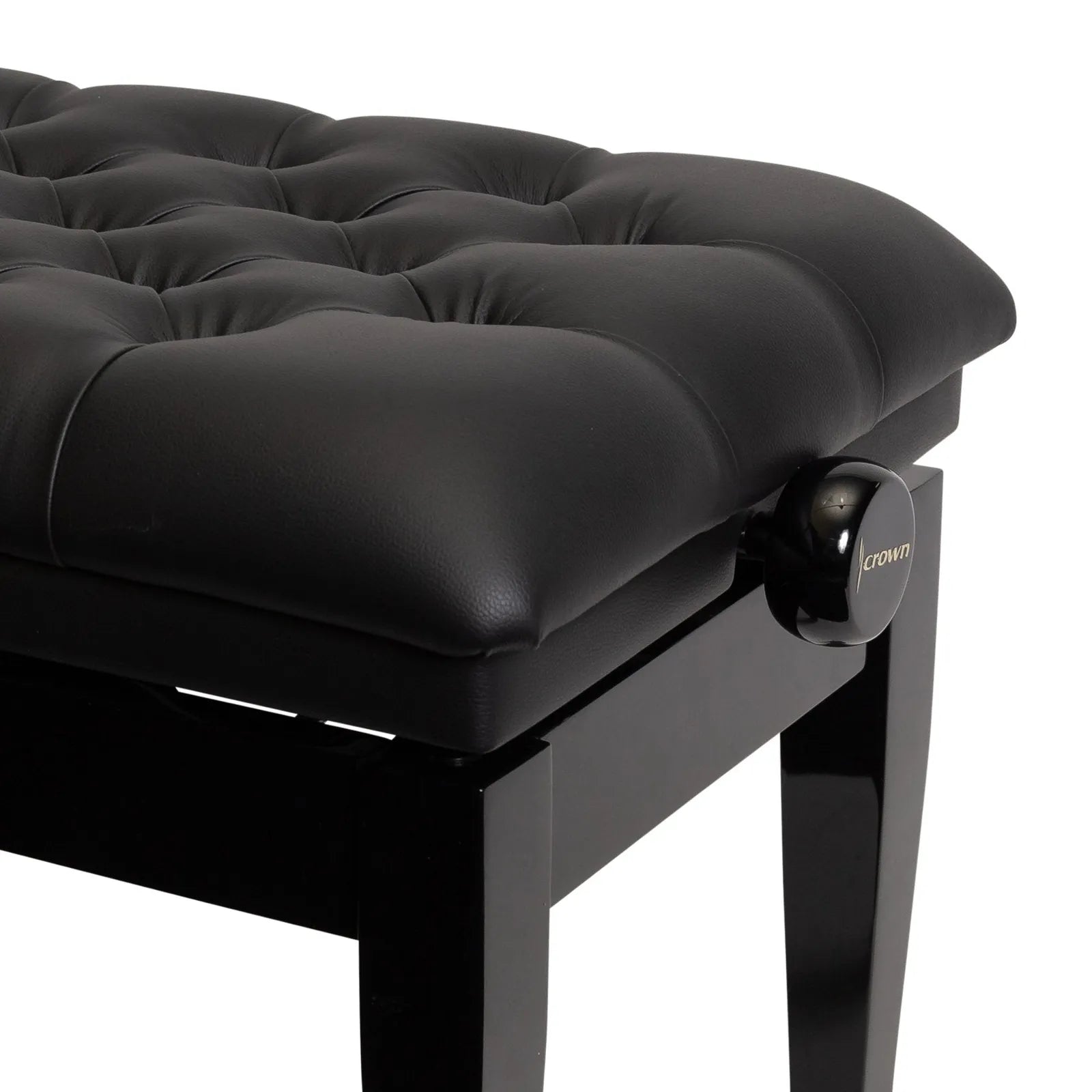 Crown Deluxe Adjustable Height Piano Stool - Black Faux Leather — view 4
