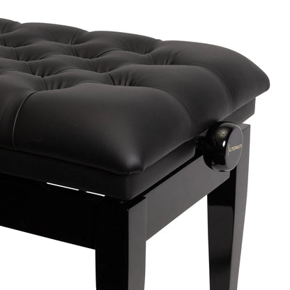 Crown Deluxe Adjustable Height Piano Stool - Black Faux Leather — view 4