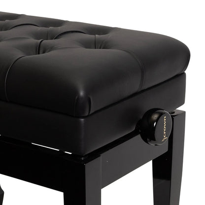 Crown Tufted Height Adjustable Piano Stool with Storage Compartment - Black — view 4