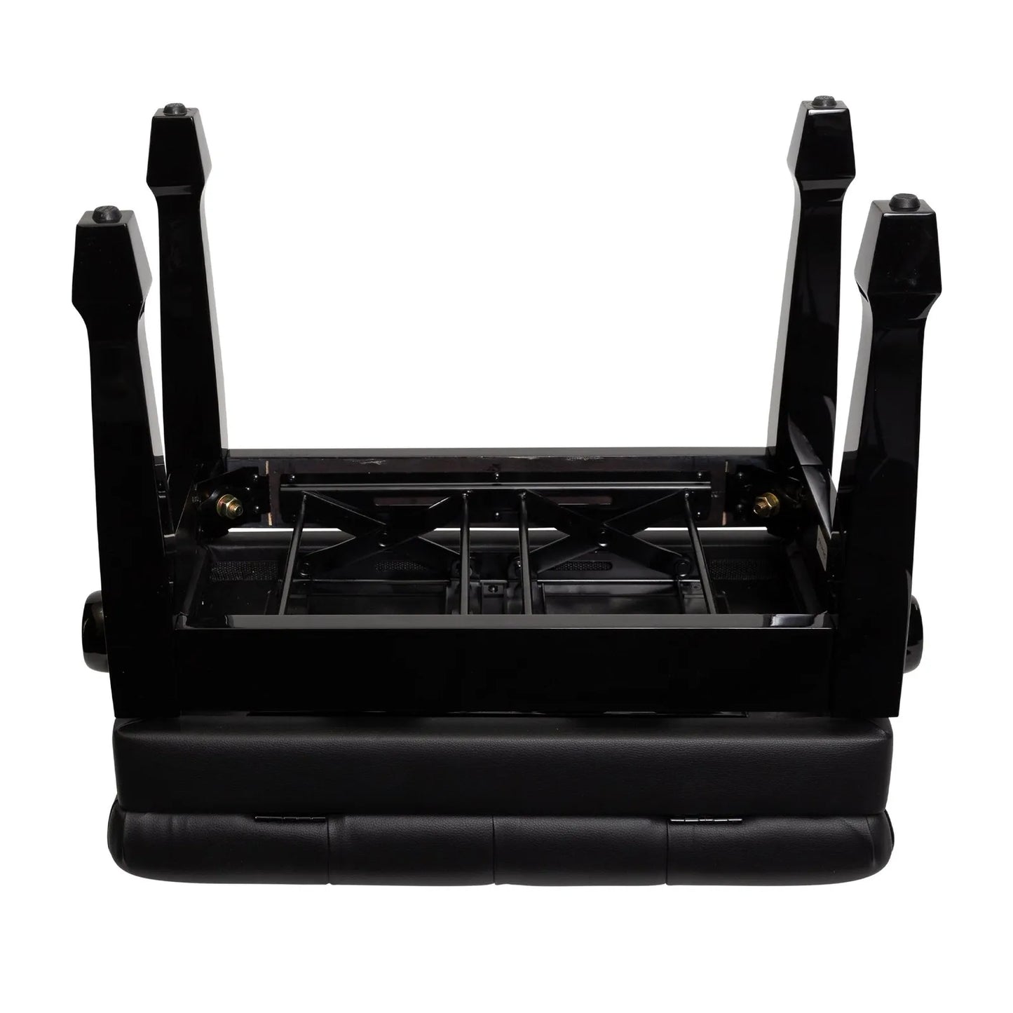 Crown Tufted Height Adjustable Piano Stool with Storage Compartment - Black — view 3