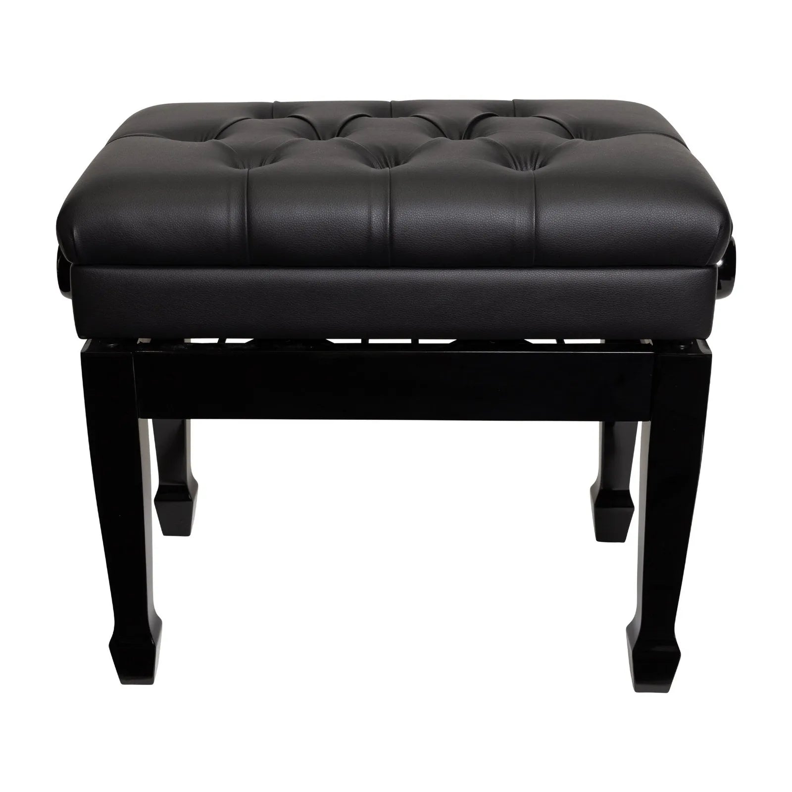 Crown Tufted Height Adjustable Piano Stool with Storage Compartment - Black — view 2