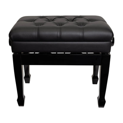 Crown Tufted Height Adjustable Piano Stool with Storage Compartment - Black — view 2