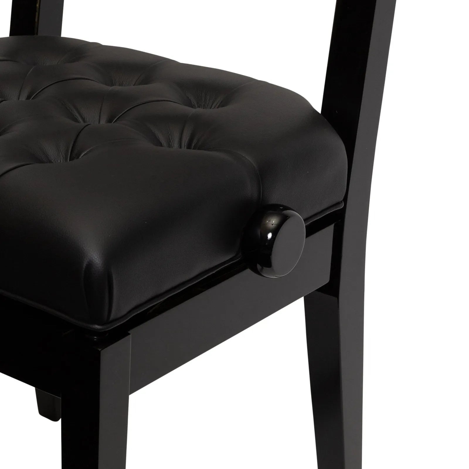 Crown Deluxe Tufted Height Adjustable Piano Stool with Back Support - Black — view 4