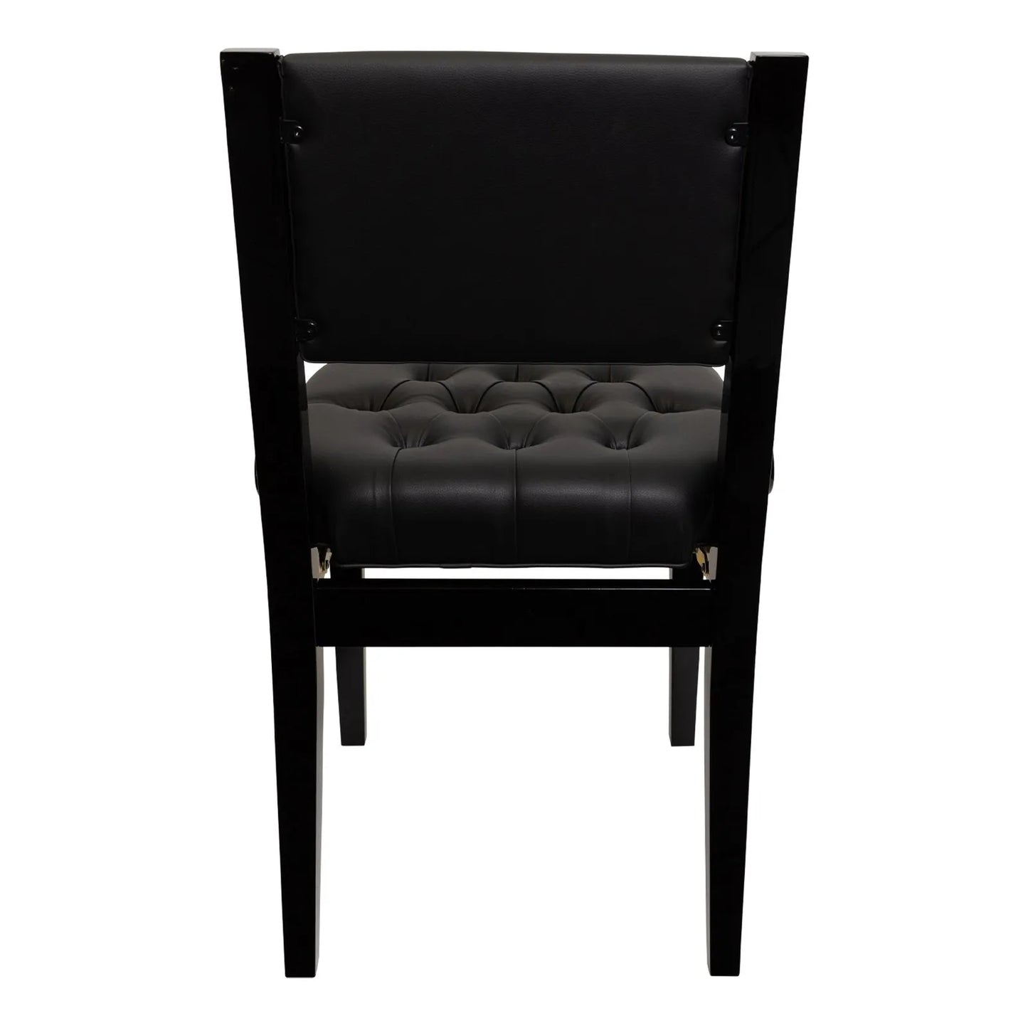 Crown Deluxe Tufted Height Adjustable Piano Stool with Back Support - Black — view 3