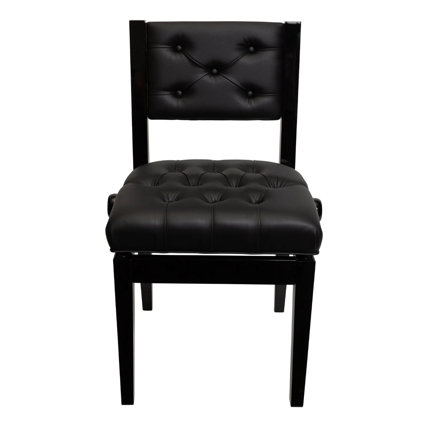 Crown Deluxe Tufted Height Adjustable Piano Stool with Back Support - Black — view 2