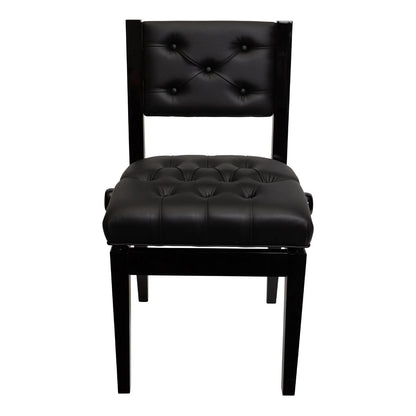 Crown Deluxe Tufted Height Adjustable Piano Stool with Back Support - Black — view 2