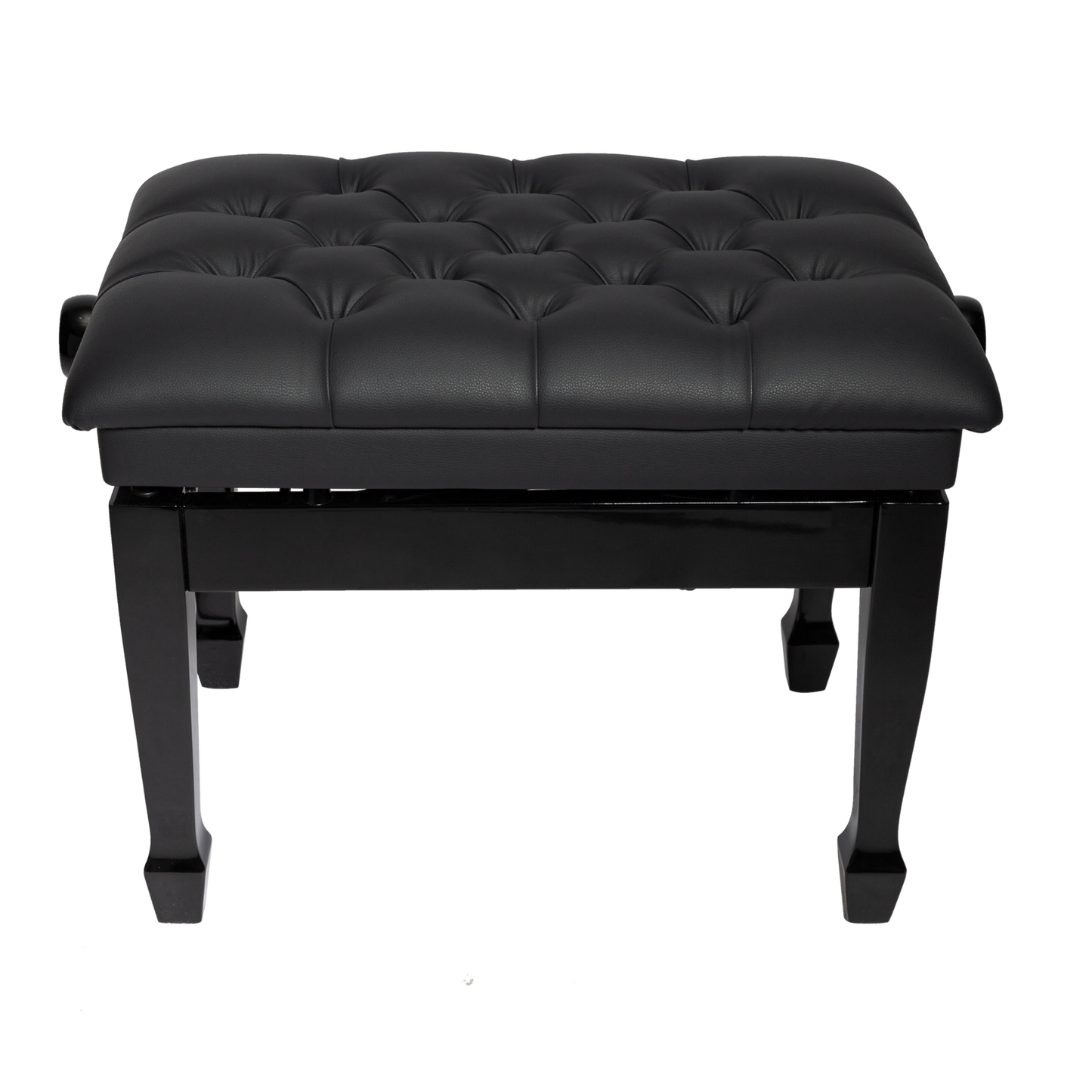 Crown Deluxe Tufted Hydraulic Height Adjustable Piano Bench with Storage - Black — view 2