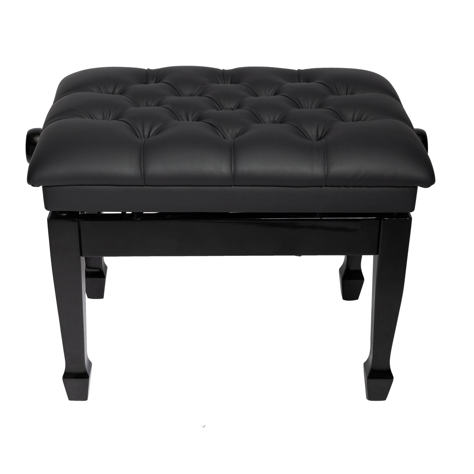 Crown Deluxe Tufted Hydraulic Height Adjustable Piano Bench with Storage - Black — view 2