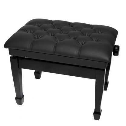 Crown Deluxe Tufted Hydraulic Height Adjustable Piano Bench with Storage - Black
