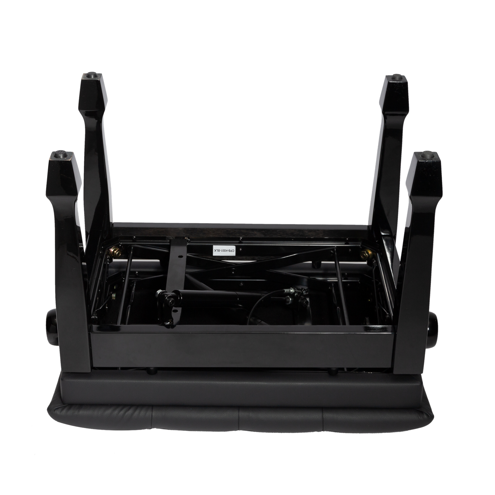 Crown Deluxe Tufted Hydraulic Height Adjustable Piano Bench with Storage - Black — view 3