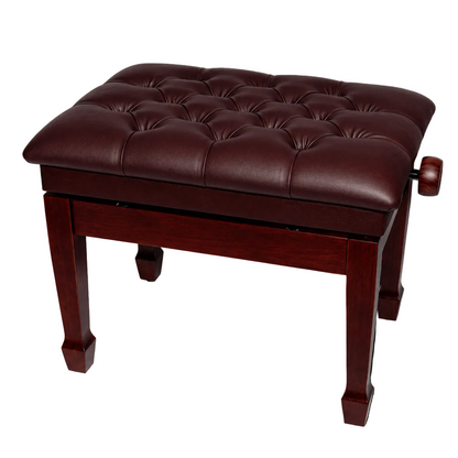 Crown Deluxe Tufted Hydraulic Height Adjustable Piano Bench Mahogany