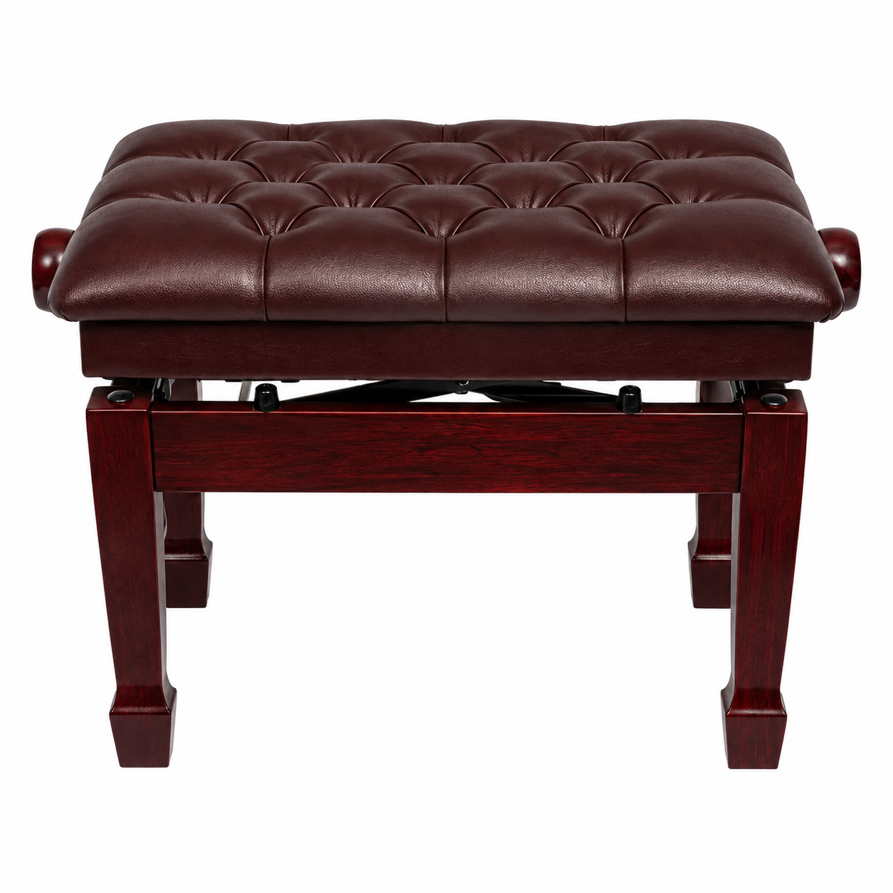 Crown Deluxe Tufted Hydraulic Height Adjustable Piano Bench Mahogany — view 2
