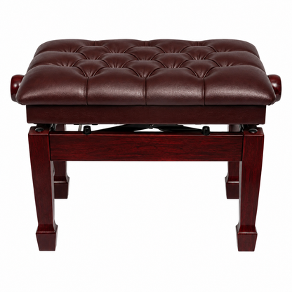 Crown Deluxe Tufted Hydraulic Height Adjustable Piano Bench Mahogany — view 2