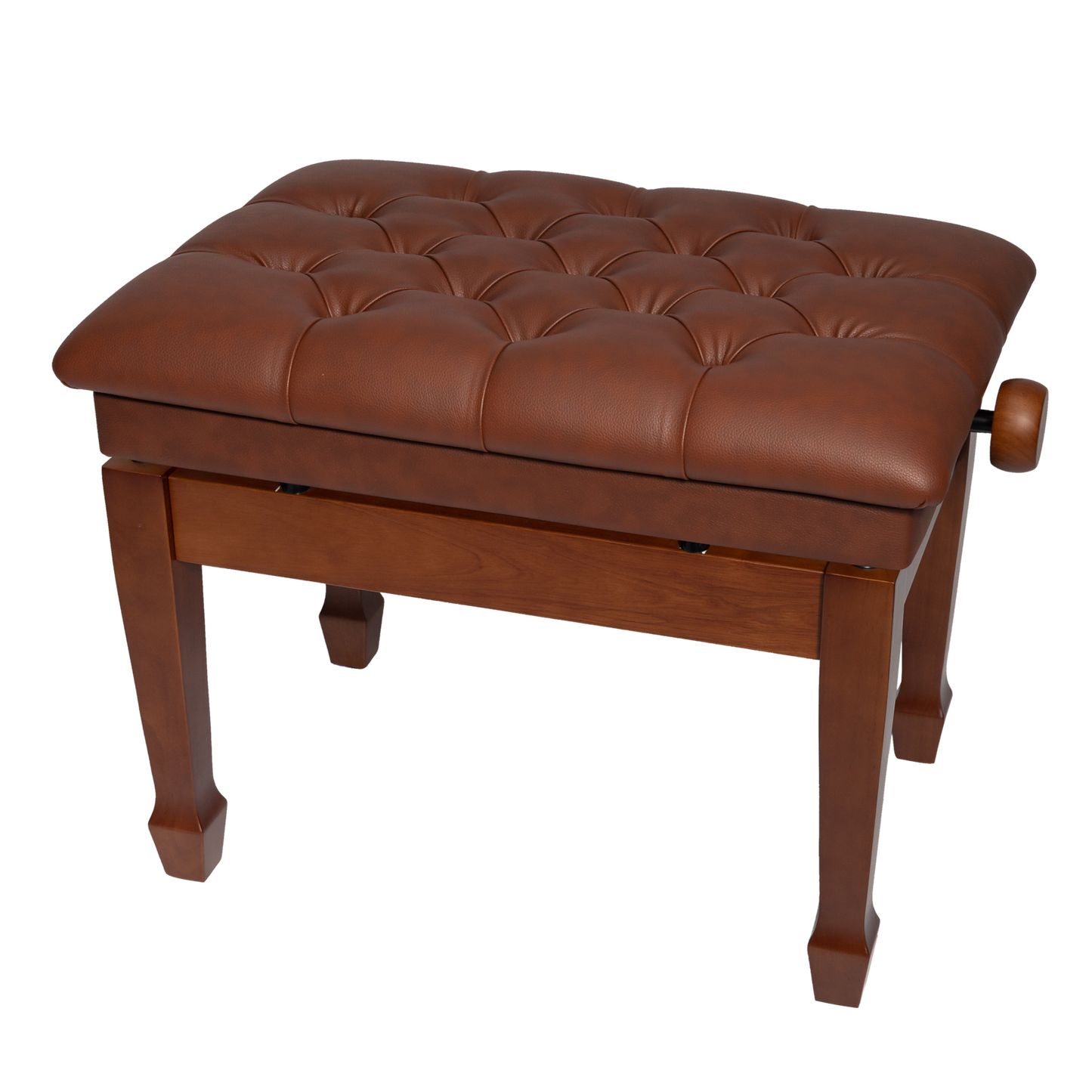 Crown Deluxe Tufted Hydraulic Height Adjustable Piano Bench - Walnut