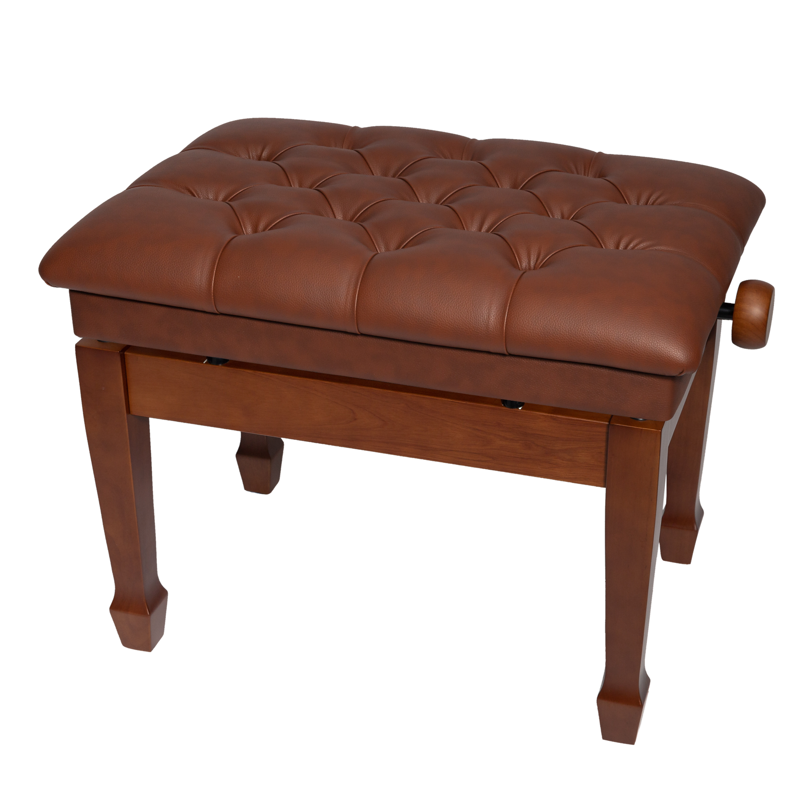 Crown Deluxe Tufted Hydraulic Height Adjustable Piano Bench - Walnut