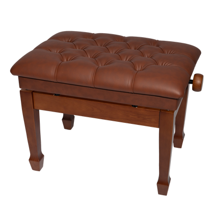 Crown Deluxe Tufted Hydraulic Height Adjustable Piano Bench - Walnut