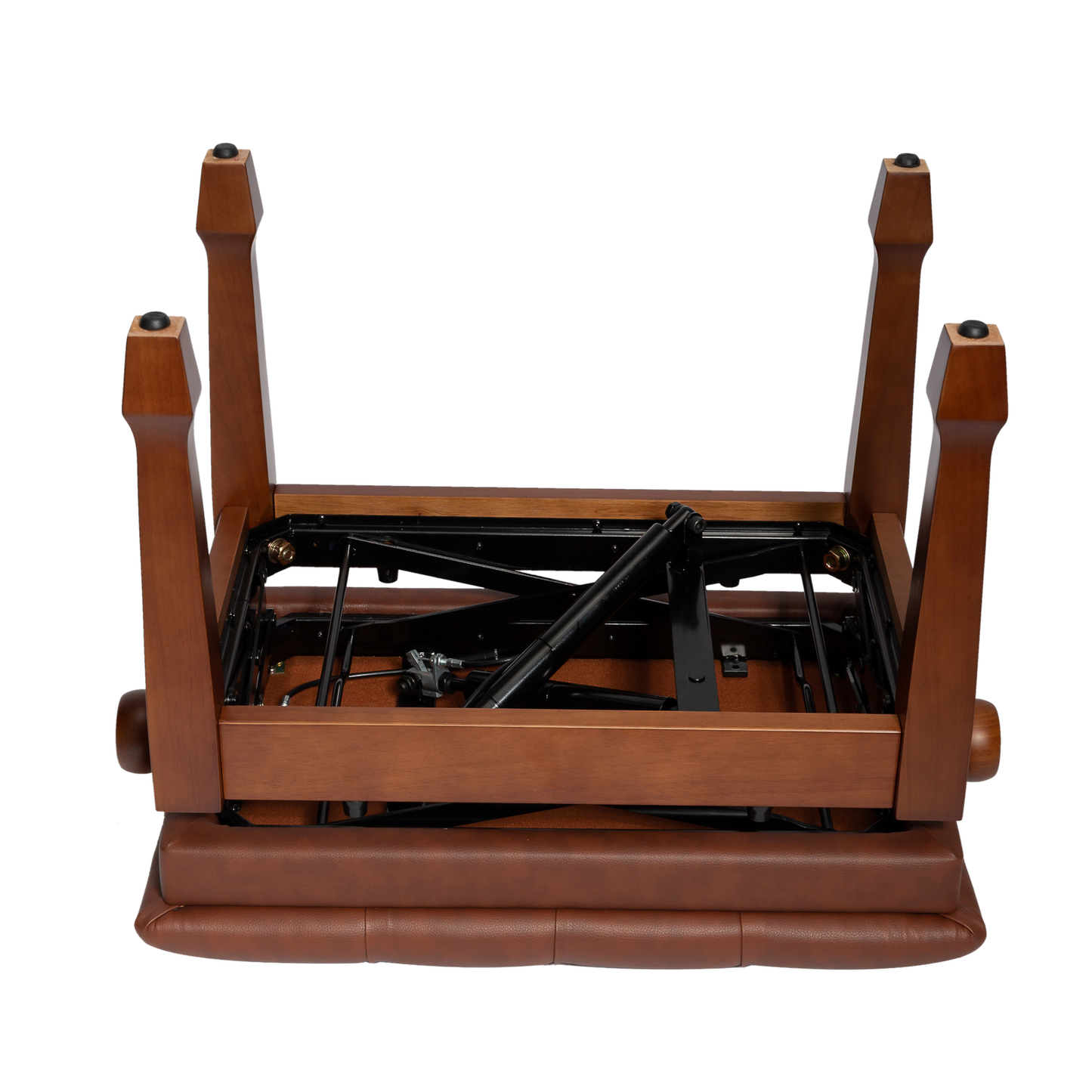 Crown Deluxe Tufted Hydraulic Height Adjustable Piano Bench - Walnut — view 3