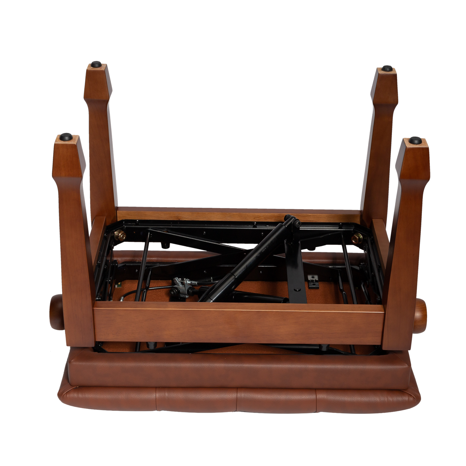 Crown Deluxe Tufted Hydraulic Height Adjustable Piano Bench - Walnut — view 3