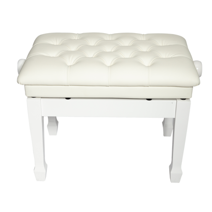Crown Deluxe Tufted Hydraulic Height Adjustable Piano Bench - White — view 2