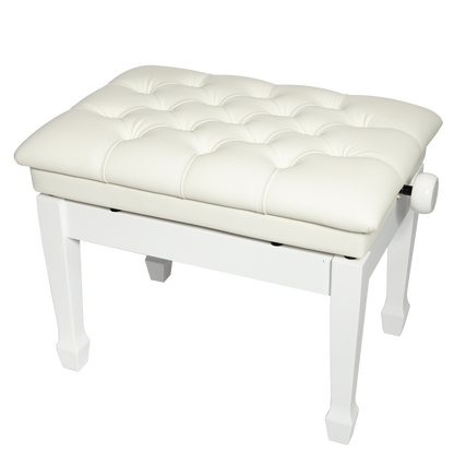 Crown Deluxe Tufted Hydraulic Height Adjustable Piano Bench - White