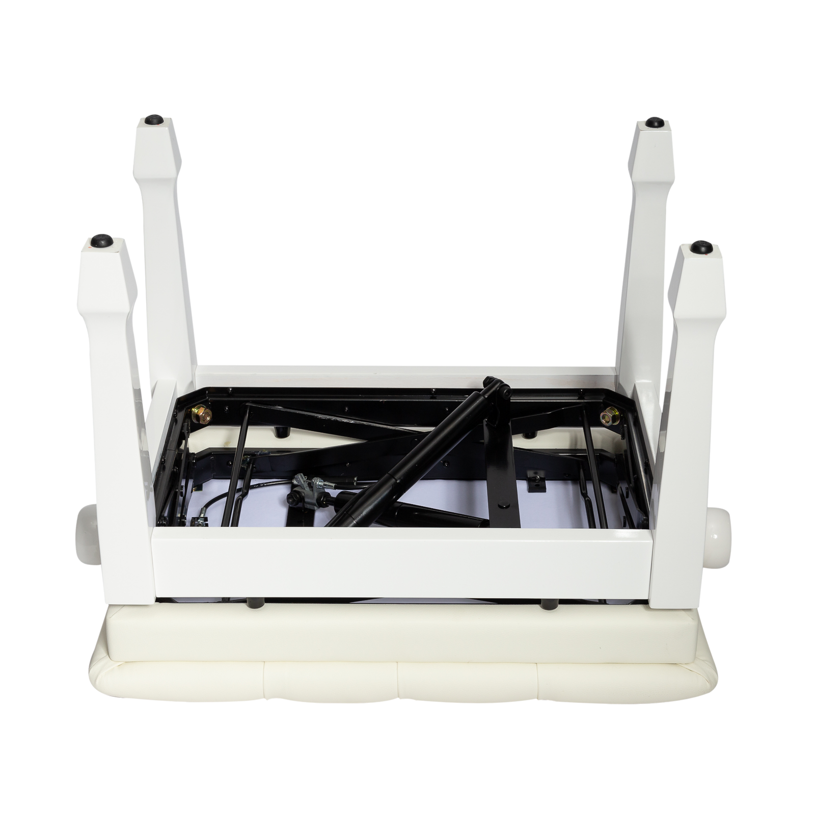 Crown Deluxe Tufted Hydraulic Height Adjustable Piano Bench - White — view 3