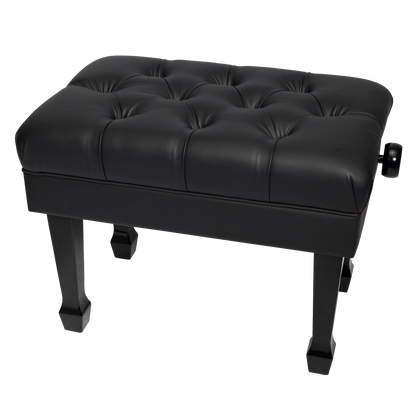 Crown Deluxe Hydraulic Height Adjustable Piano Bench with Storage - Black