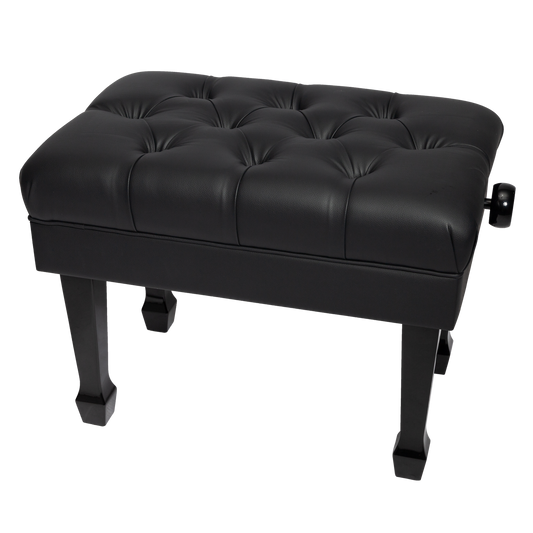 Crown Deluxe Hydraulic Height Adjustable Piano Bench with Storage - Black