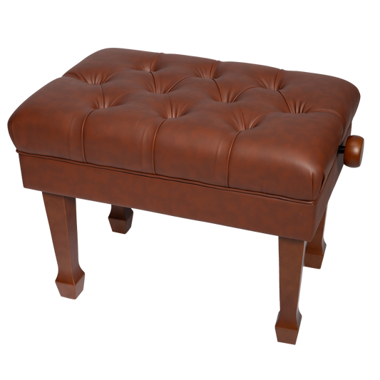 Crown Deluxe Hydraulic Height Adjustable Piano Bench with Storage - Mahogany