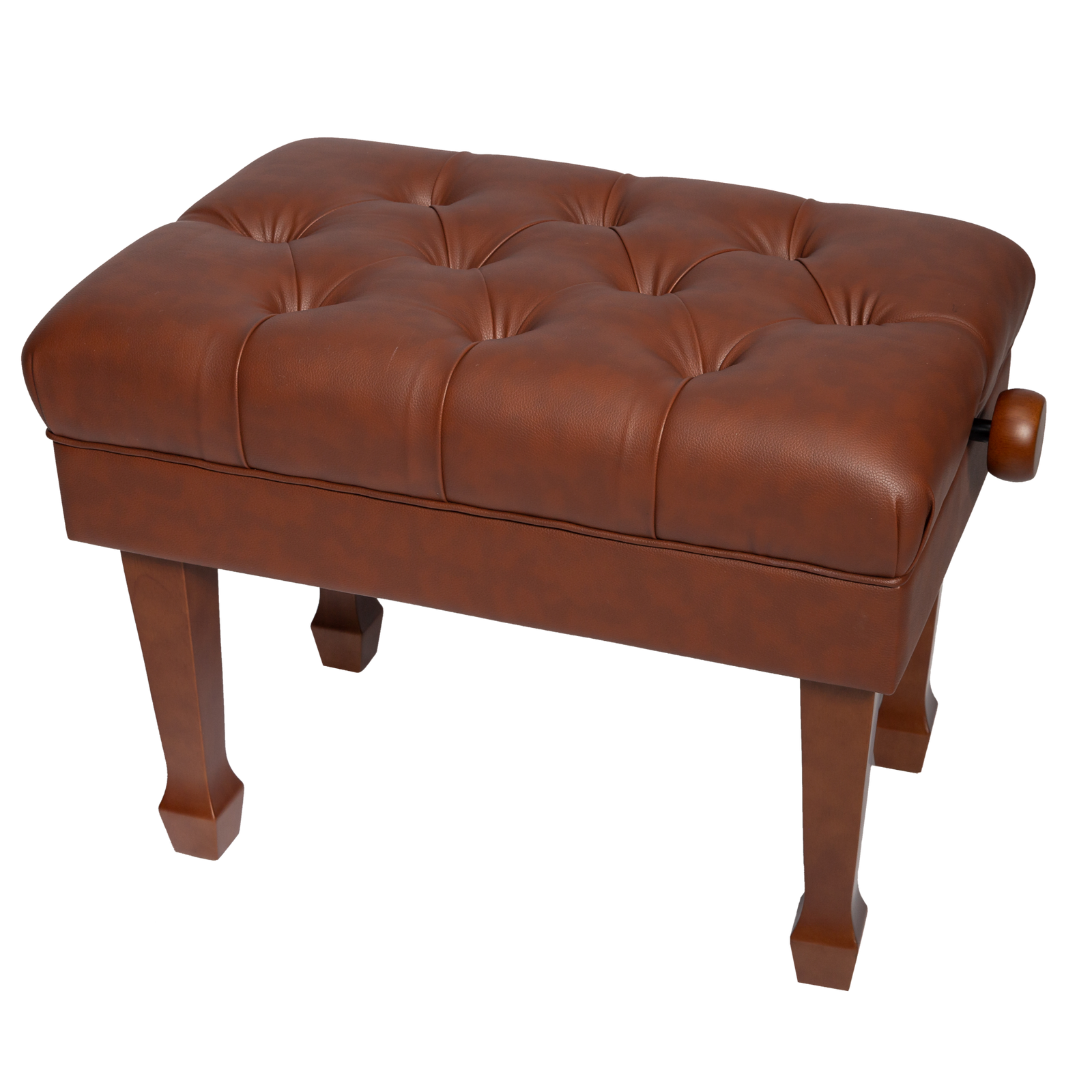 Crown Deluxe Hydraulic Height Adjustable Piano Bench with Storage - Walnut Finish