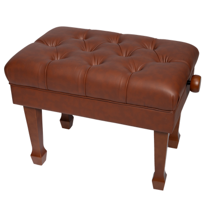 Crown Deluxe Hydraulic Height Adjustable Piano Bench with Storage - Walnut Finish
