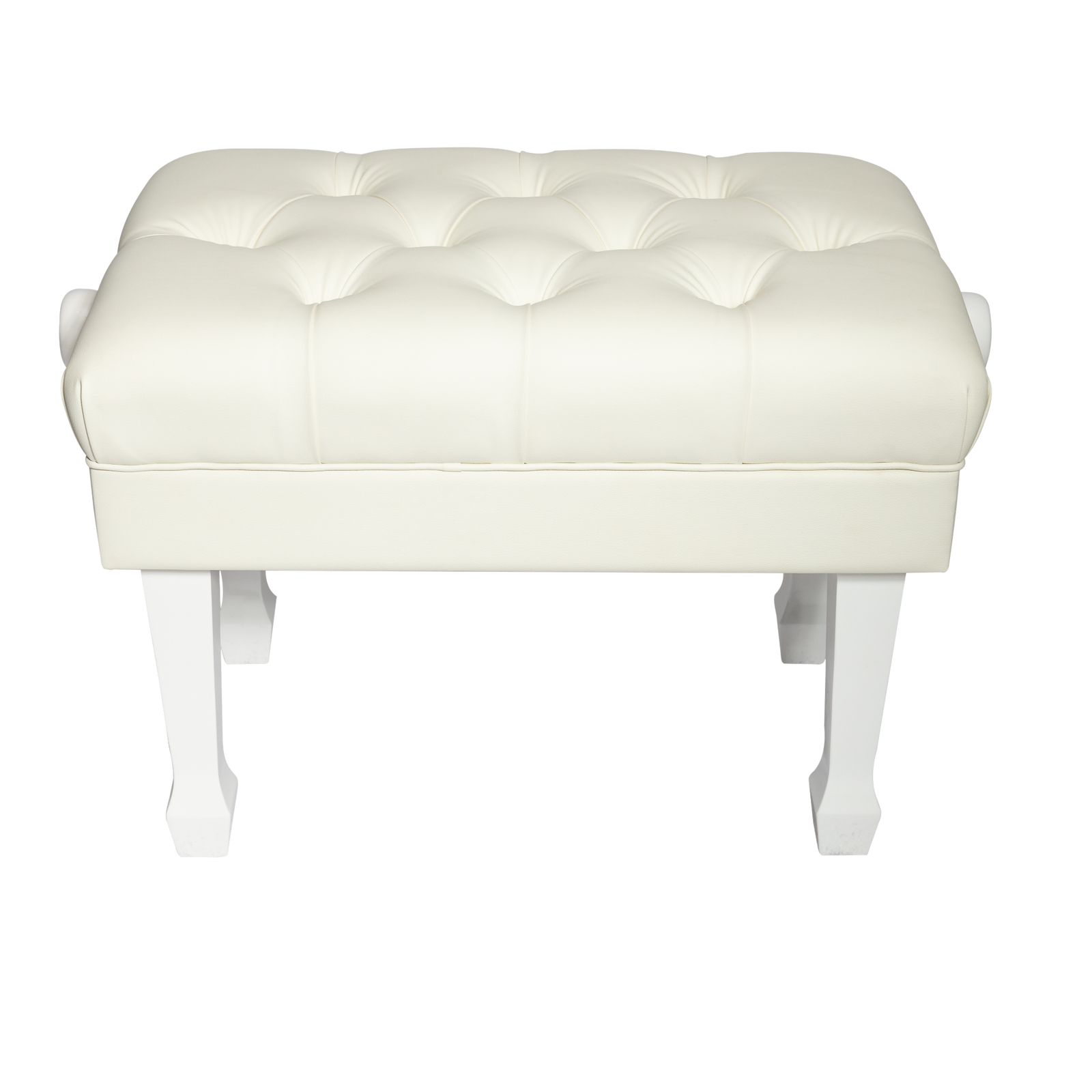 Crown Deluxe Hydraulic Height Adjustable Piano Bench with Tufted Faux Leather Seat (White) — view 2