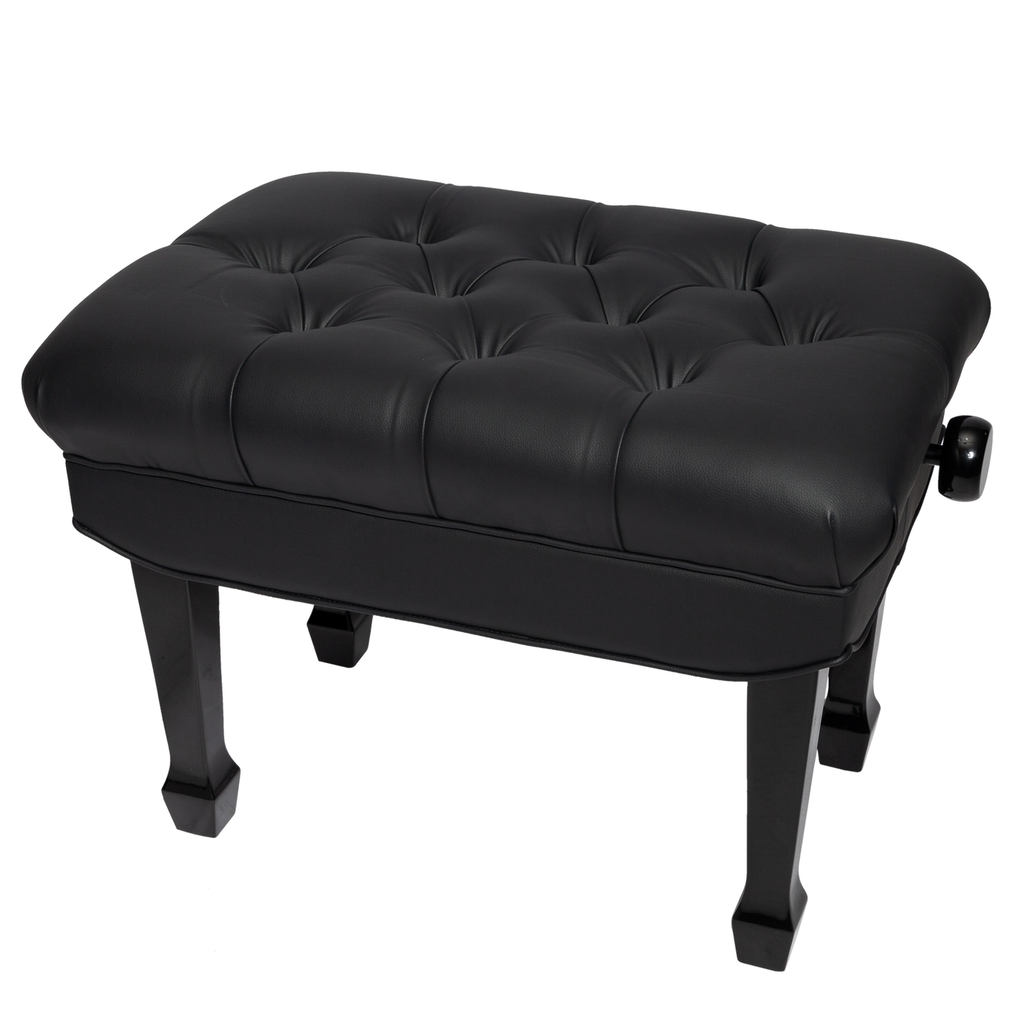 Crown Premium Hydraulic Height Adjustable Piano Bench with Storage - Black