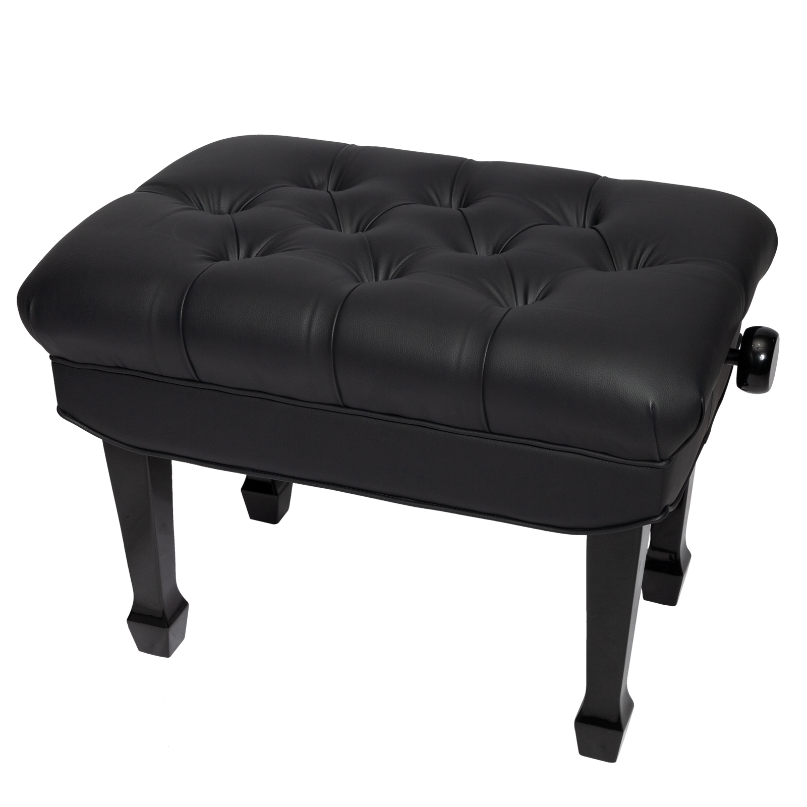 Crown Premium Hydraulic Height Adjustable Piano Bench with Storage - Black