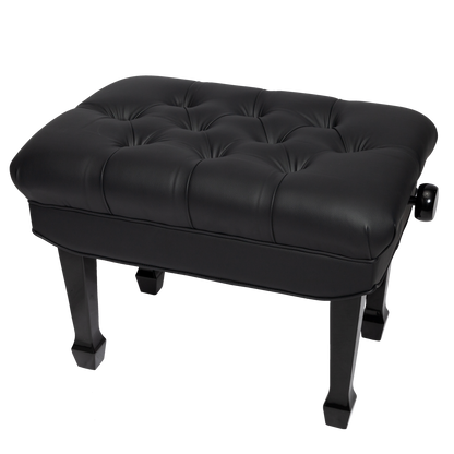 Crown Premium Hydraulic Height Adjustable Piano Bench with Storage - Black