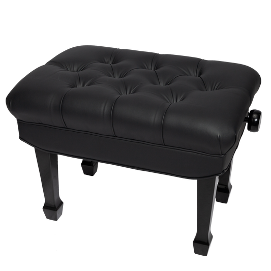 Crown Premium Hydraulic Height Adjustable Piano Bench with Storage - Black