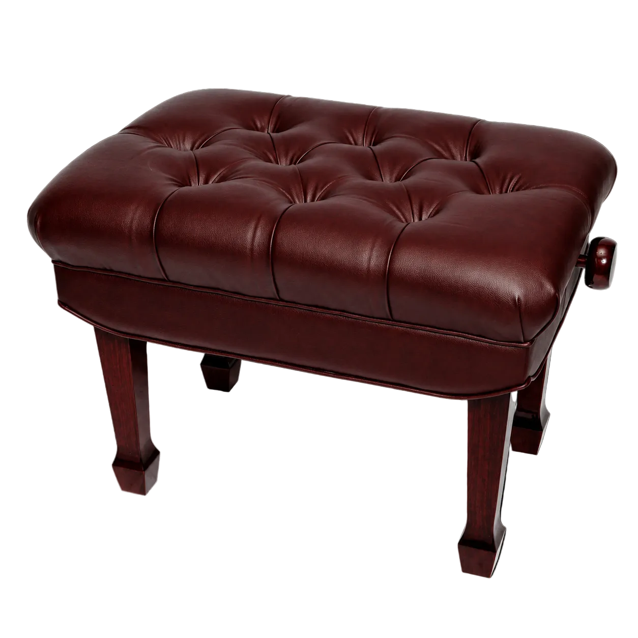 Crown Premium Hydraulic Height Adjustable Piano Bench with Storage, Mahogany Finish